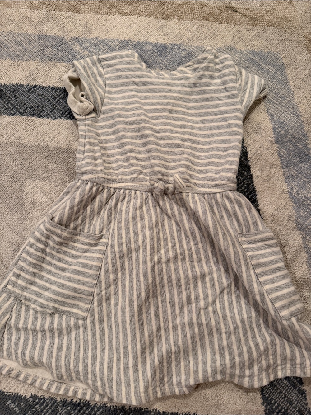 Cat & Jack Gray and White Striped Short Sleeve Dress